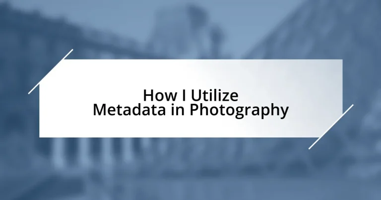 How I Utilize Metadata in Photography