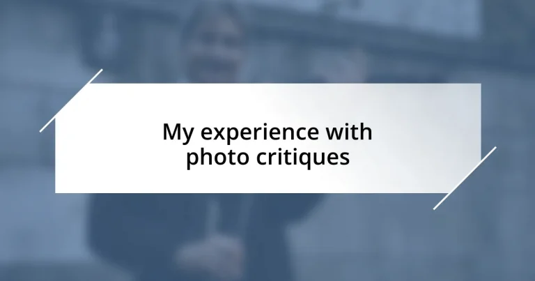My experience with photo critiques