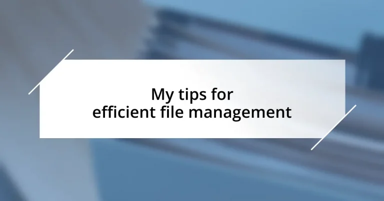 My tips for efficient file management