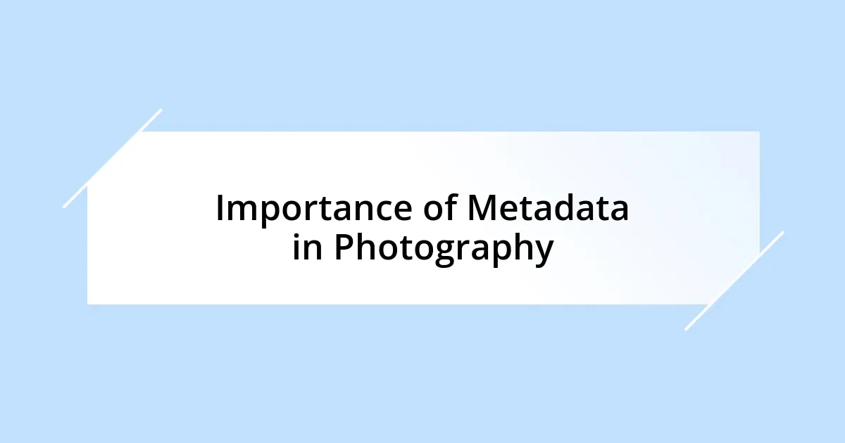 Importance of Metadata in Photography