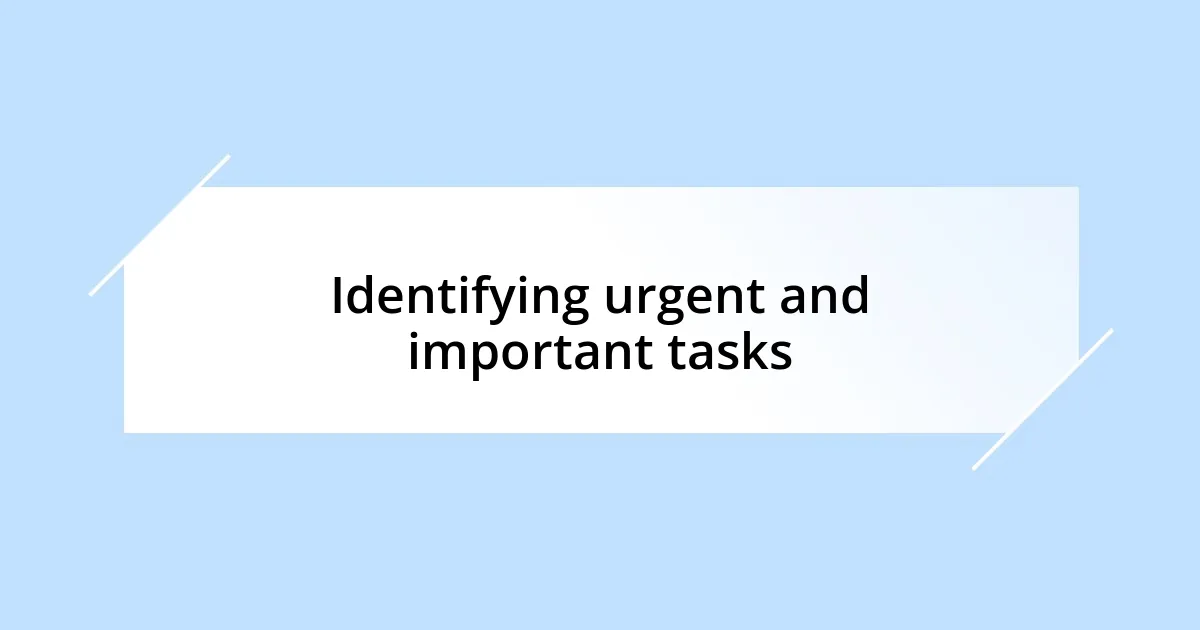 Identifying urgent and important tasks