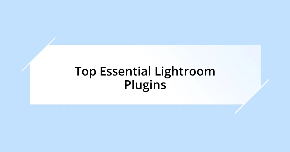 Top Essential Lightroom Plugins