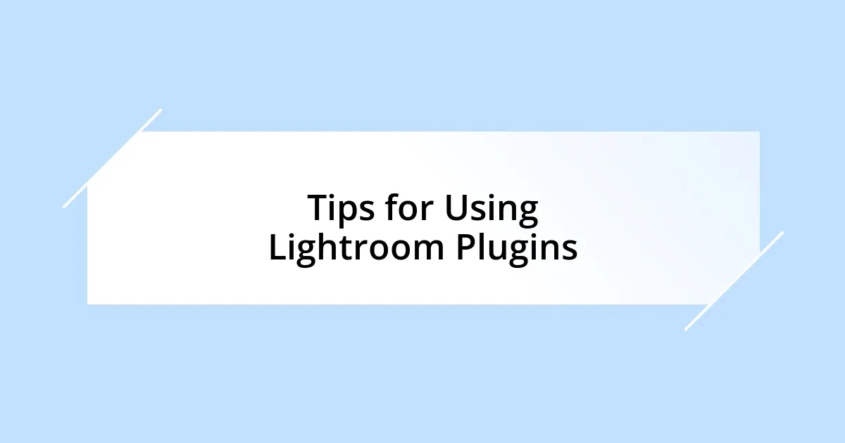 Tips for Using Lightroom Plugins