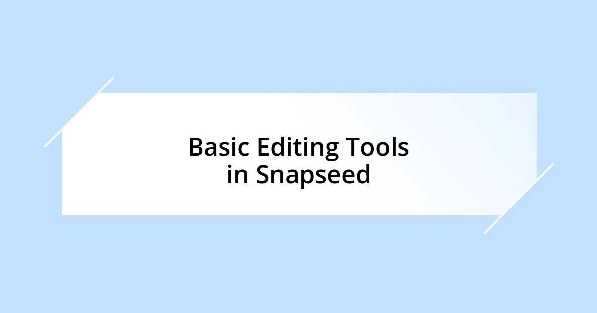 Basic Editing Tools in Snapseed