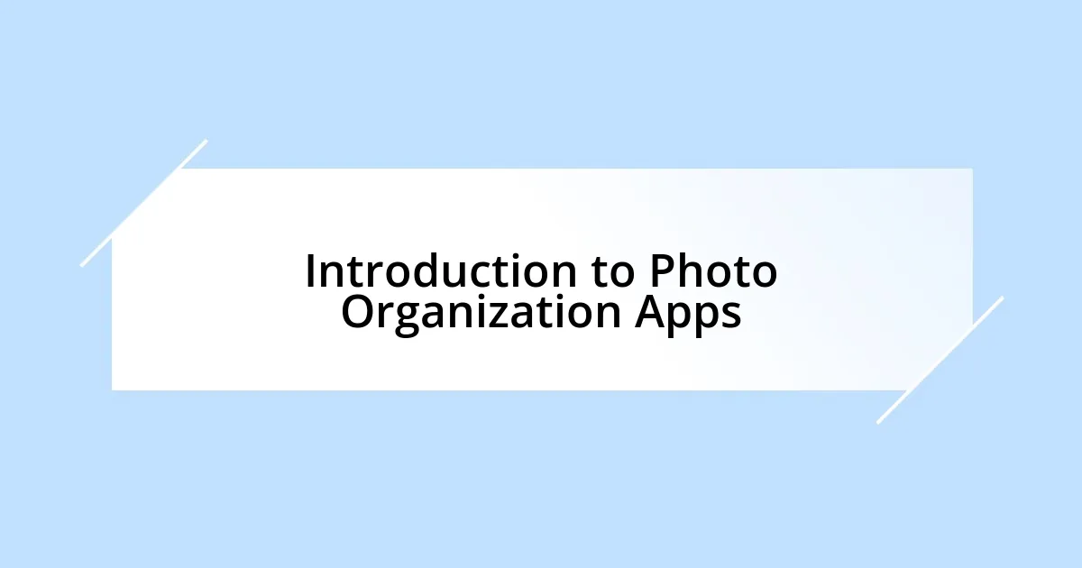 Introduction to Photo Organization Apps