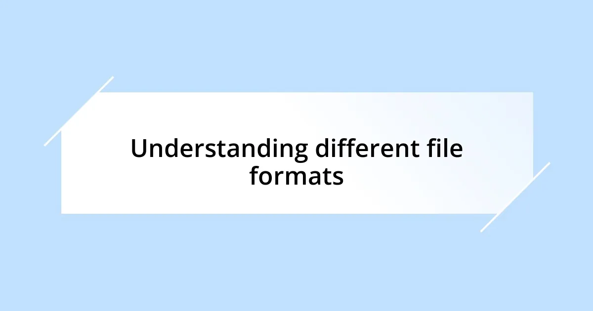 Understanding different file formats