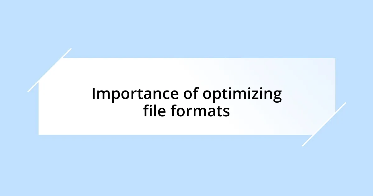 Importance of optimizing file formats