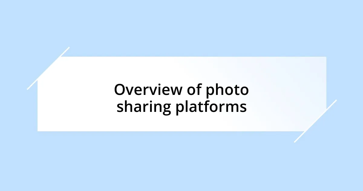 Overview of photo sharing platforms