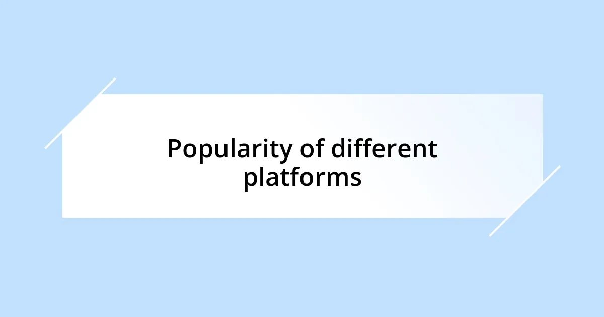 Popularity of different platforms