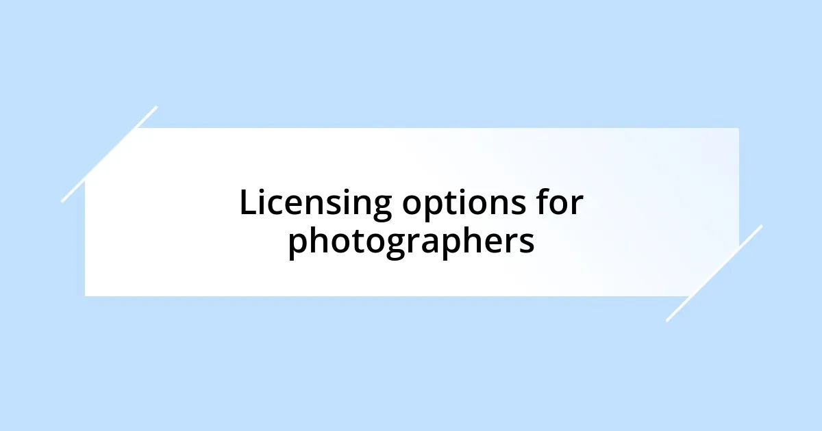 Licensing options for photographers