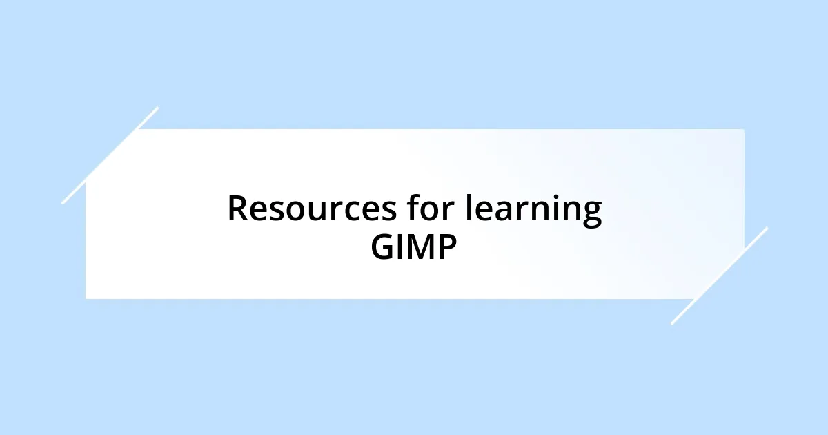 Resources for learning GIMP