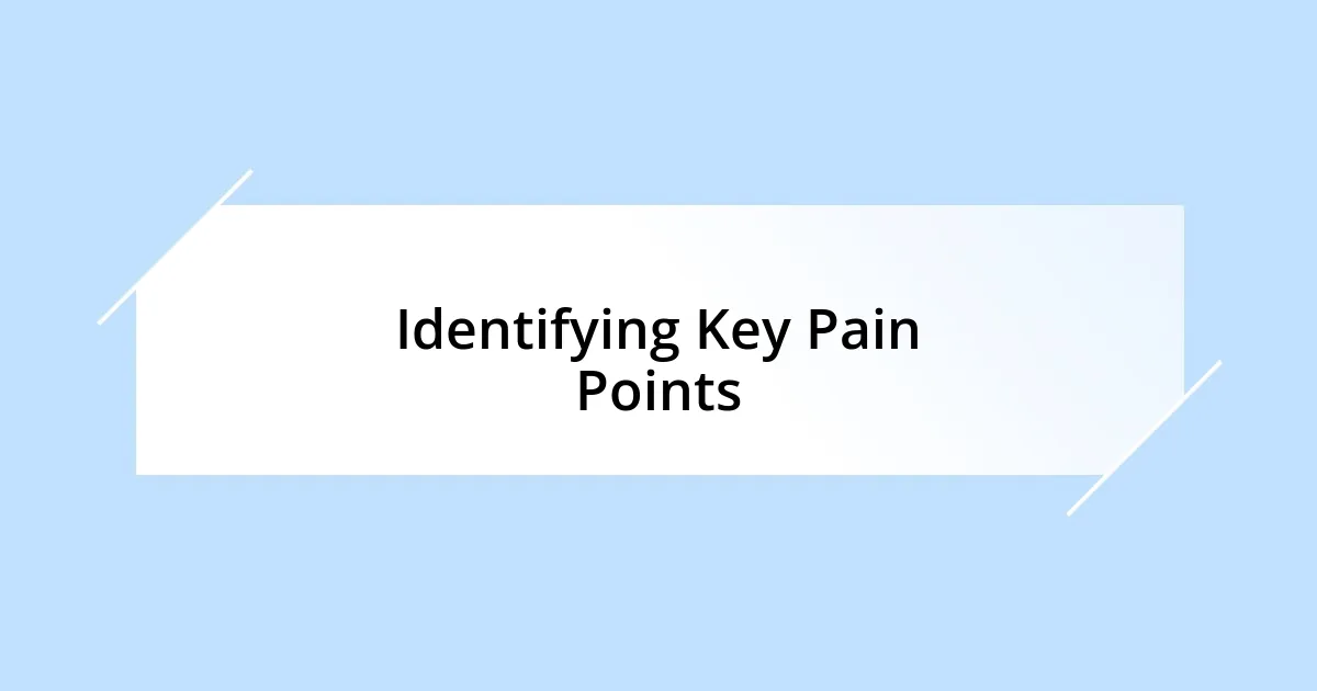 Identifying Key Pain Points