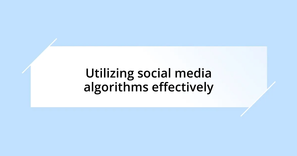 Utilizing social media algorithms effectively